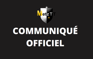 Communiqué officiel : Report des prochains matchs de Metz TT pour cause de Covid-19