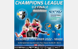 1/2 finale Champions League - Metz VS Berlin - Vendredi 11 Février 18h
