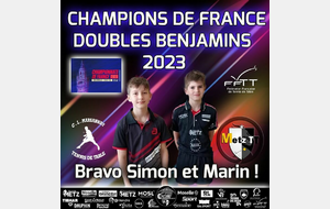🏓 CHAMPIONS DE FRANCE DOUBLE BENJAMINS 2023 !! 🇫🇷