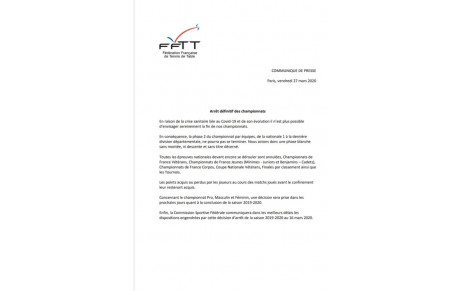 ⚠️🚨COMMUNIQUÉ OFFICIEL de la FFTT🚨