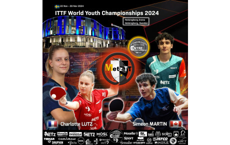 🎉🏓 Charlotte Lutz et Siméon Martin sont aux Mondiaux Jeunes 2024 !
