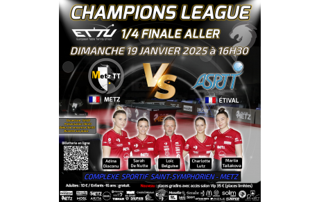 🏓1/4 DE FINALE ALLER DE LIGUE DES CHAMPIONS 🔥 🇪🇺