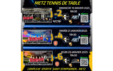 J-2 avant une semaine intense pour le Metz Tennis de Table !